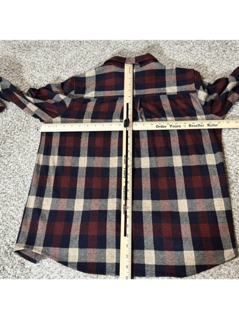 Faherty Shirt Women's Large L Plaid Flannel Snap Button Down Burgundy Navy Tan